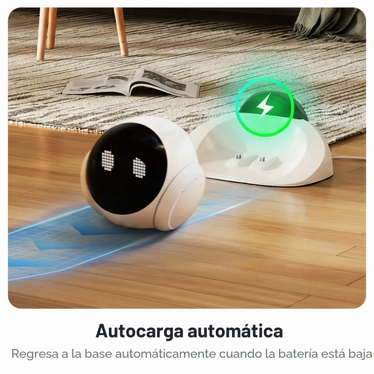 Robot de cámara móvil inteligente para mascotas para el hogar interior, monitoreo móvil 1080P de perros y gatos, conversación bidireccional, visión nocturna, funciona con batería con control