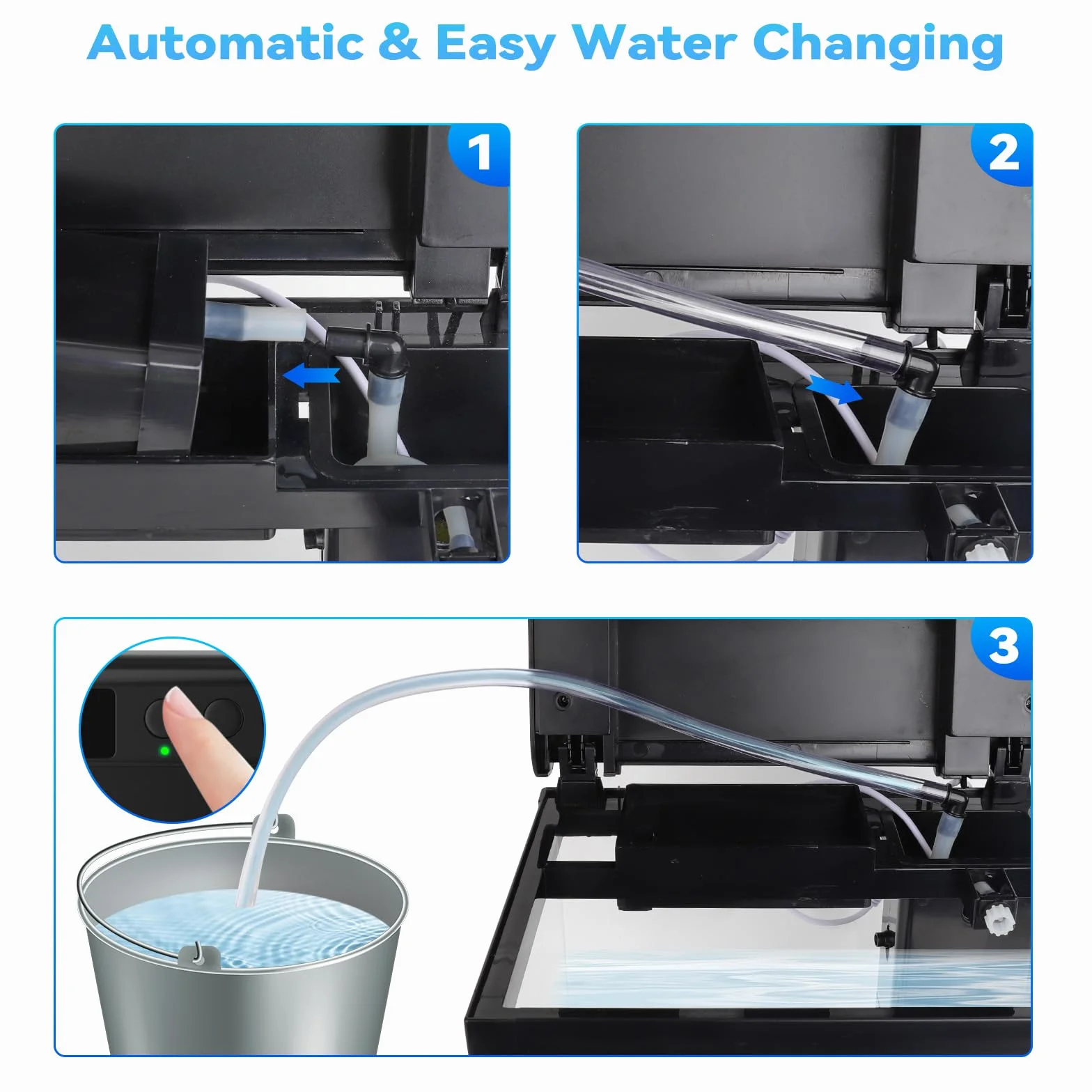 AQQA Kits de iniciación de acuario de 14 litros, pecera pequeña de cristal con filtro y luz LED, tanque de acuario nano ajustable de 10 colores, kit de tanque de peces tropicales autolimpiantes, para