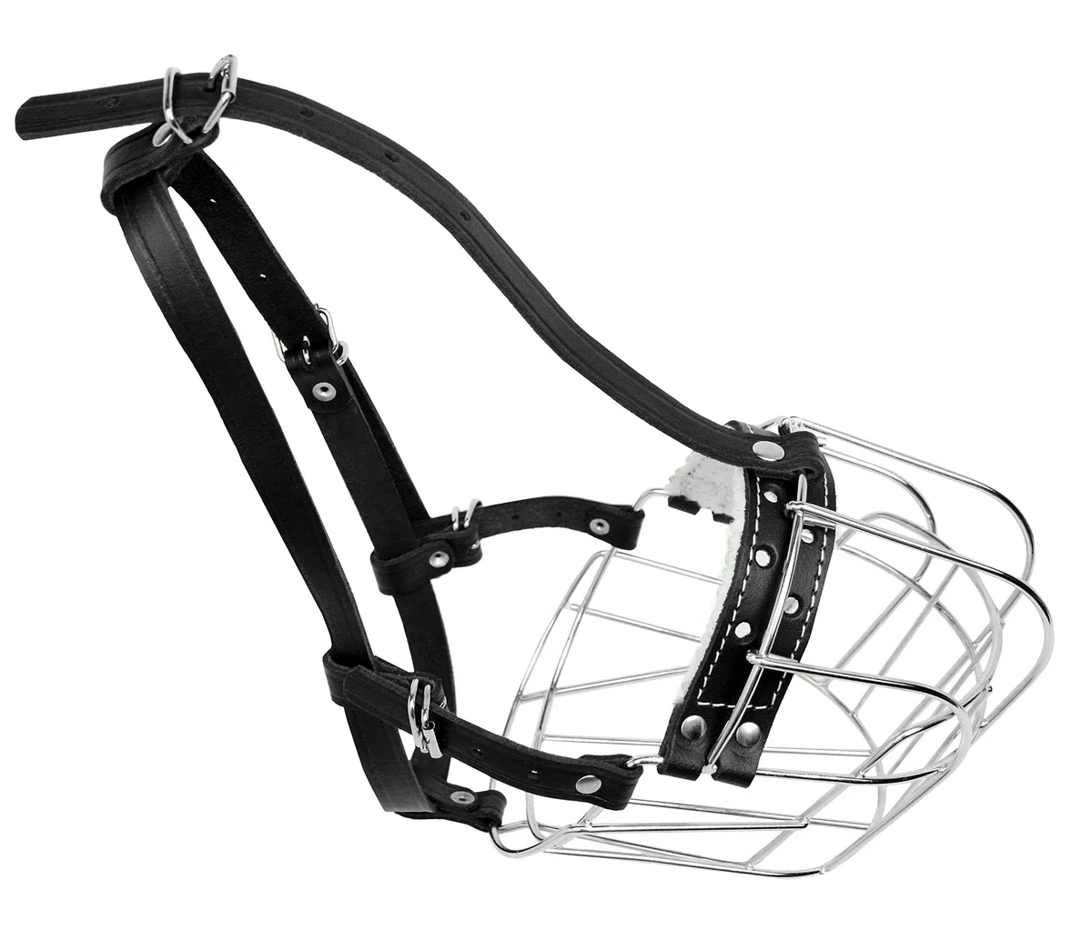 Bozales de Metal para Perro Rottweiler (№2) - Cesta de Alambre Correas de Cuero Ajustables de Cuero - La Circunferencia del hocico es de 26-36,8 cm de Longitud es de 6,8-8,9 cm