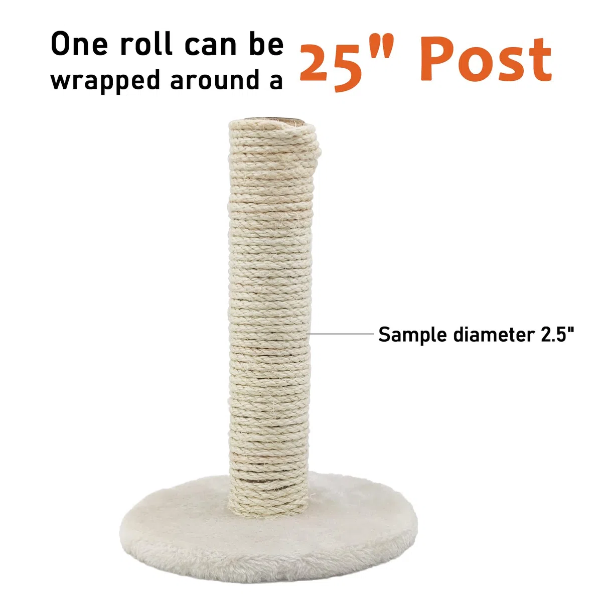 Cuerda de sisal natural para rascador de gatos, cuerda de repuesto para rascador de gatos, 1/4 pulgadas y 66 pies, color gris plateado