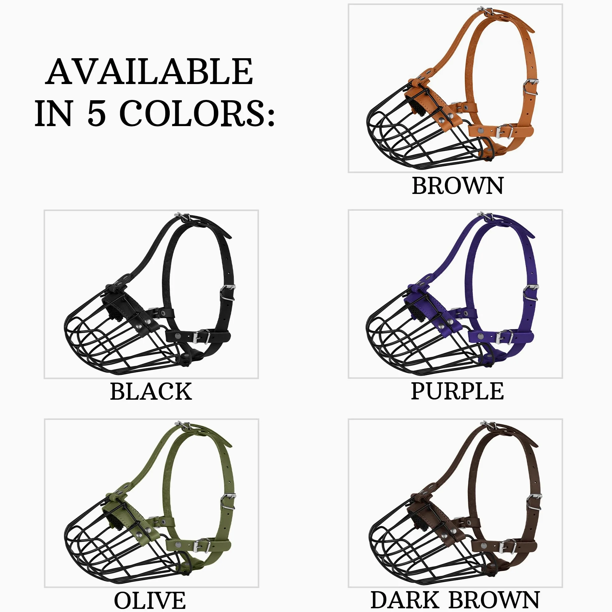 Pitbull - Bozal para perro, cesta de metal transpirable para perros grandes, máscara de alambre segura Amstaff Staffordshire Terrier, correas de cuero duraderas ajustables para morder, masticar