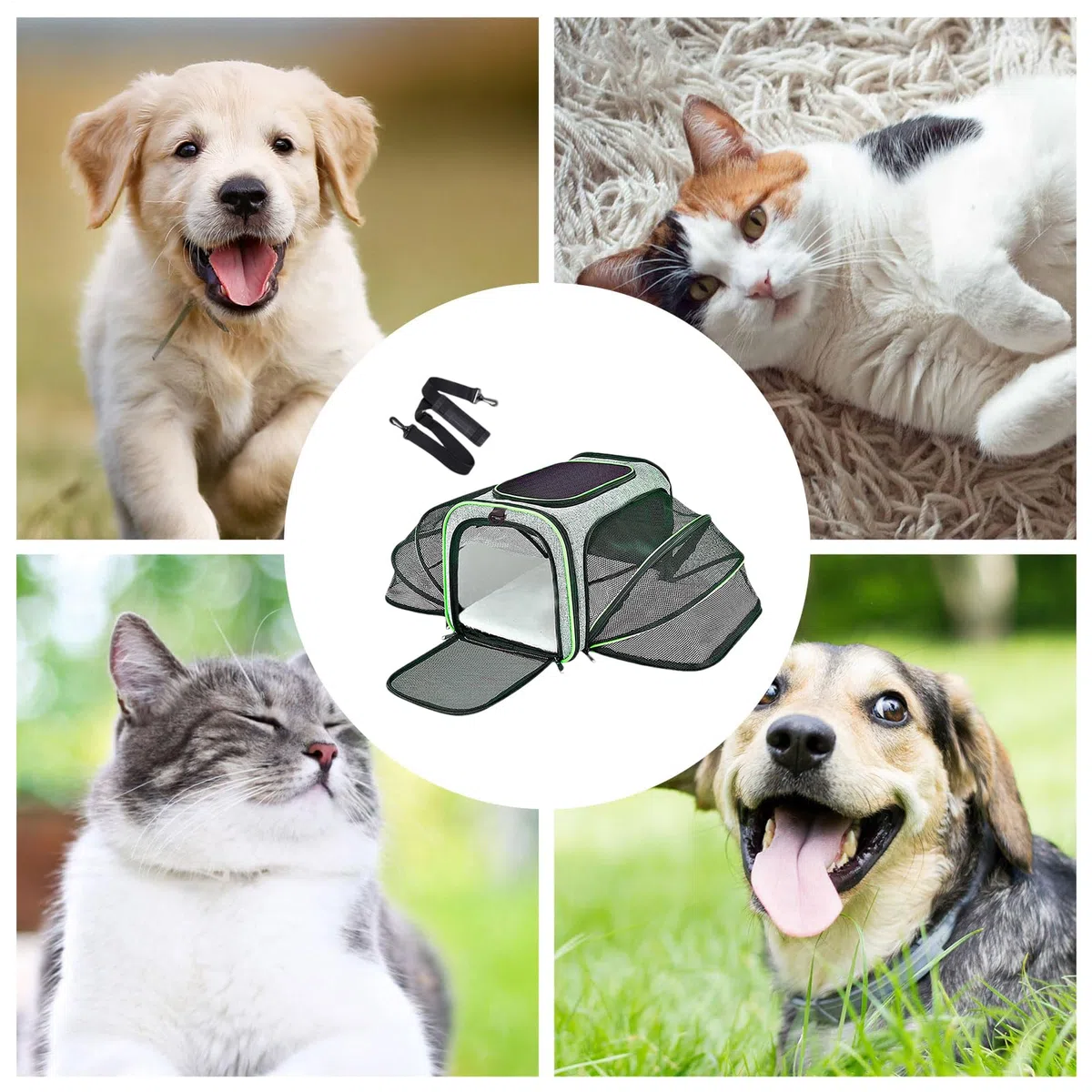Bolsa de Viaje para Perros | Bolsa de Transporte Plegable de Malla para | mascotas, portátil para ciclismo, coche, viajes, bolsa de gato transpirable para acampar, senderismo