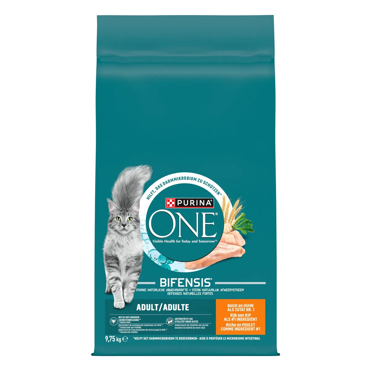 Purina One Bifensis - Pienso para Gatos Adultos, Pollo y Cereales integrales, 9,75 kg