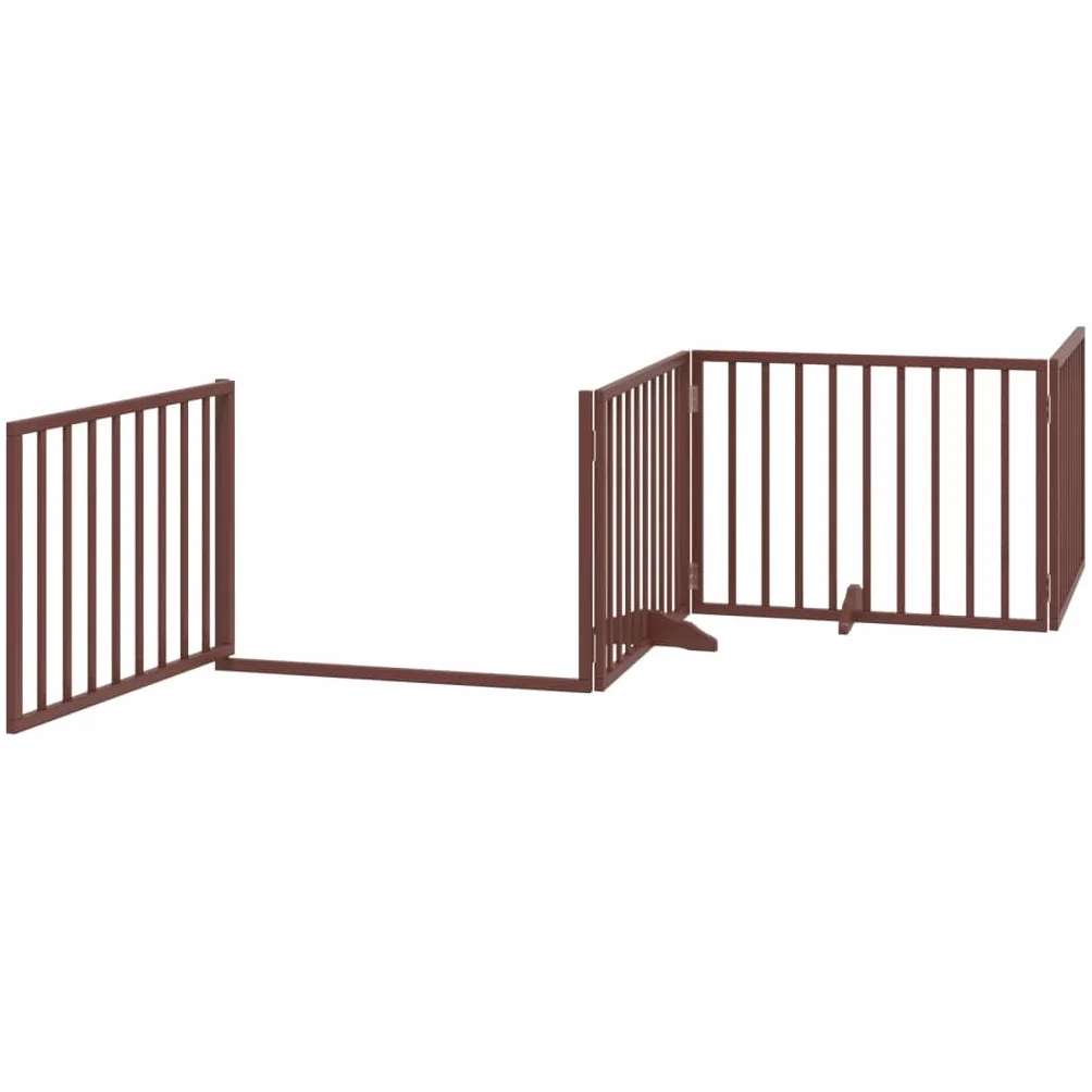Rejilla para perros con puerta plegable marrón madera de álamo 320 cm, 4 paneles, plegable, protección de seguridad, ideal para perros, cachorros, entrenamiento, interior y exterior