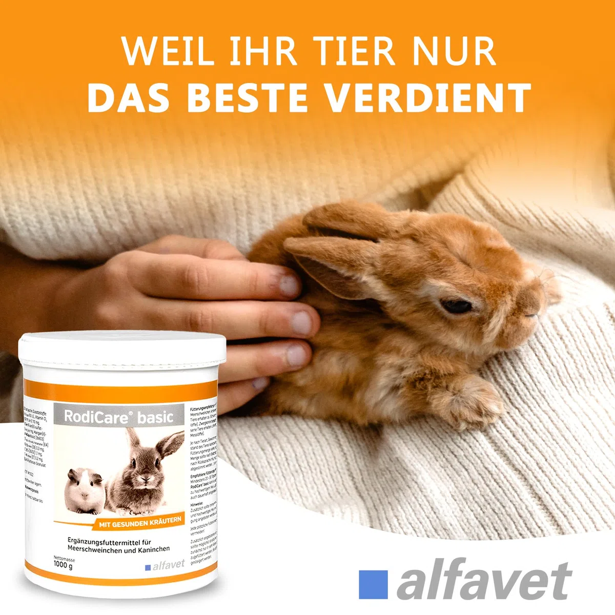 Alfavet RodiCare Basic - 4 kg pellets de Hierbas - alimento suplementario para cobayas y Conejos - Rico en Fibra Bruta