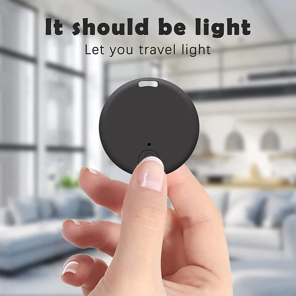 Rastreo GPS portátil Bluetooth 5.0 Rastreo de llave móvil con anillo de tracción, dispositivo inteligente antipérdida Localizador de mascotas para mascotas Gatos Perros Llave de billetera,Negro