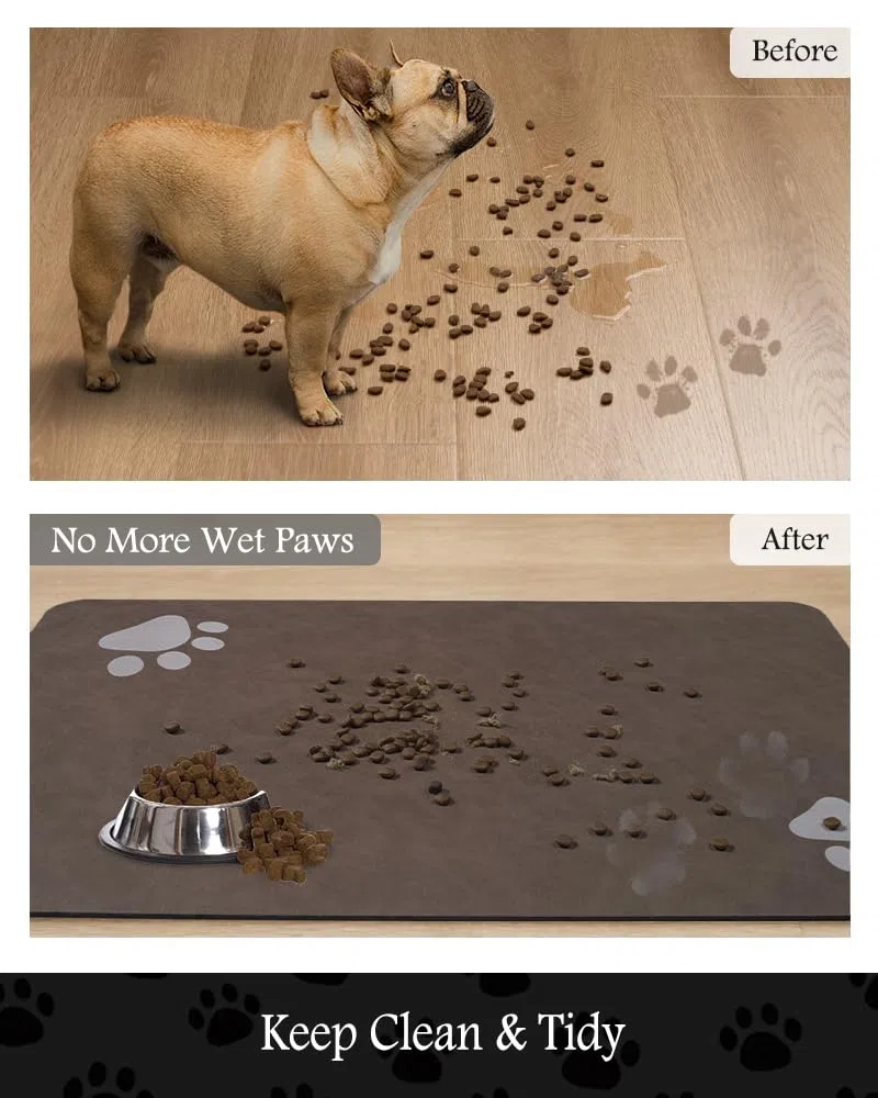 Tapete de alimentación para mascotas, tapete absorbente para cuenco de comida y agua, sin manchas, dispensador de agua para perros, accesorios para perros, suministros para mascotas, cuenco de agua