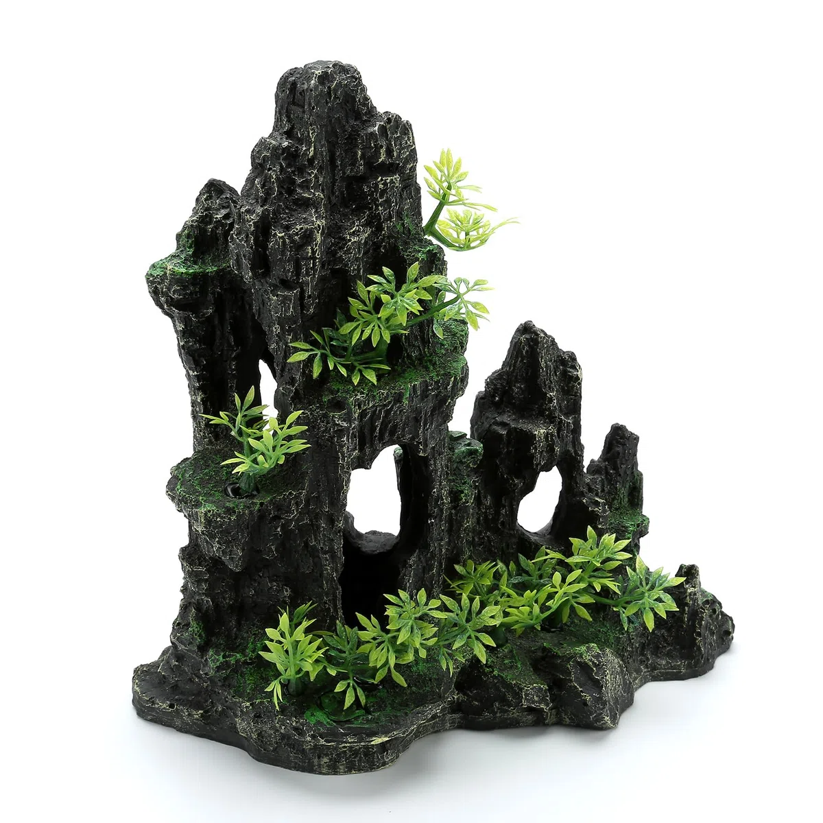 Decoración de acuario grande para pecera, adornos temáticos de rocas, adornos de piedra con vista a la montaña, decoración de acuario, decoración de árbol, casa, cueva, pecera (montaña-extragrande)