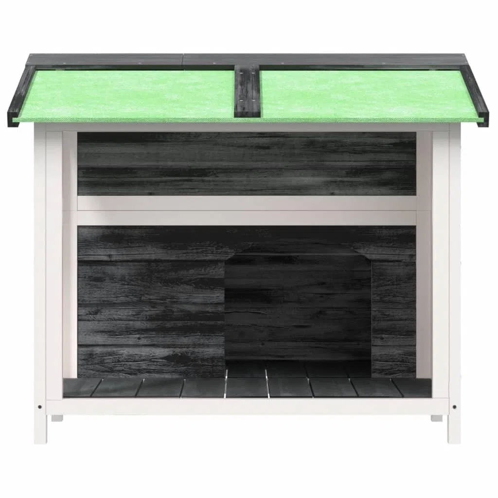 Caseta para perros gris de madera maciza de pino 96 x 87 x 80,5 cm con techo impermeable, gran entrada para jardín, protección y seguridad ideal para perros, cachorros y mascotas