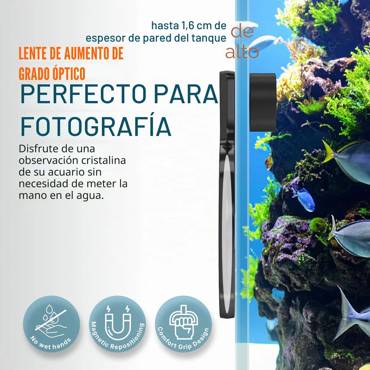 Flipper DeepSee Visor magnético para Acuario – Lupa para pecera de 5 Pulgadas