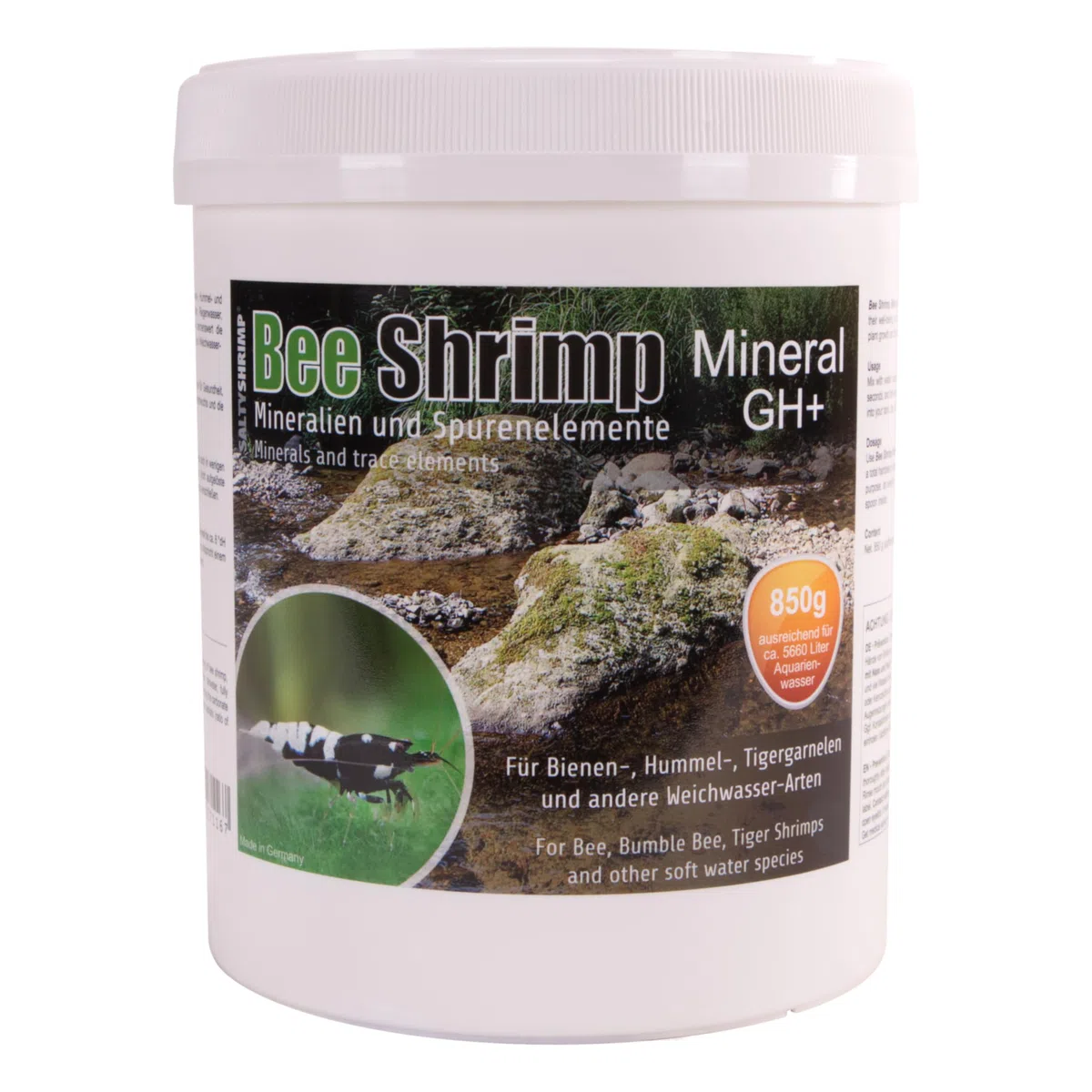 Bee Shrimp Mineral GH+ | 850g - Sal Mineral, Especialmente desarrollada para camarones Abeja, abejorro y Tigre. Aumenta la dureza Total del Agua