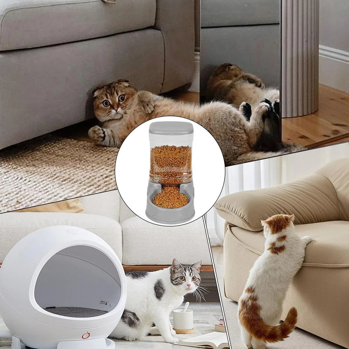 automático para gatos, dispensador de alimentos de gran capacidad | accesorio automático de agua para perros y gatos, herramienta de categoría de cuidado de mascotas, para gatos pequeños y