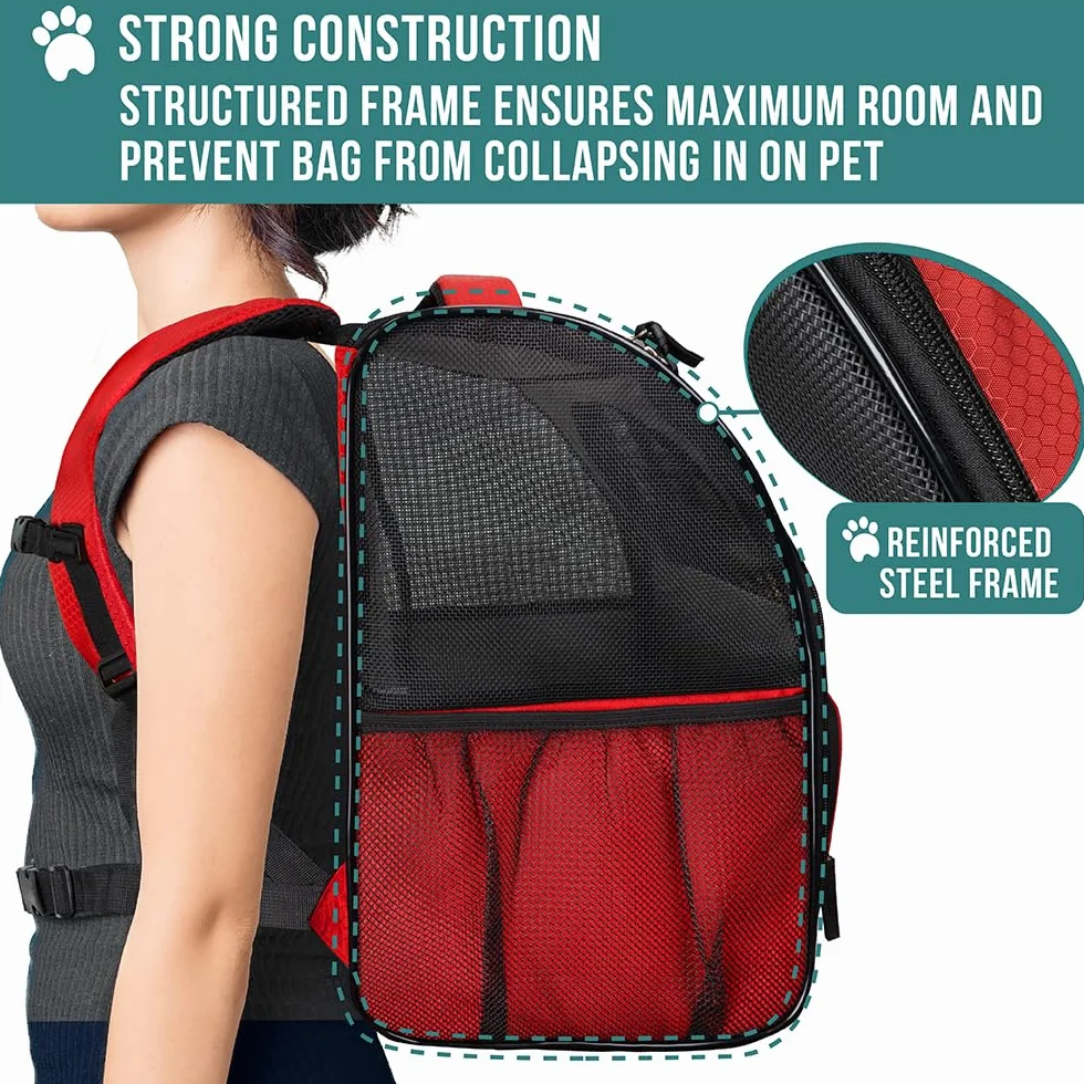 PetAmi Mochila transportadora para perros pequeños y grandes, mascotas, cachorros, mochila de senderismo ventilada para mascotas, bolsa de viaje, mochila para gatos aprobada por aerolíneas, soporte de