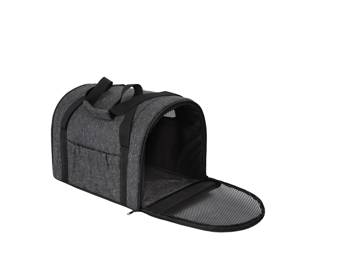 Bolsa de transporte para gatos, bolsa de transporte para mascotas, plegable, para perros o gatos, color negro jaspeado, tamaño 1: 27 x 39 x 28 cm
