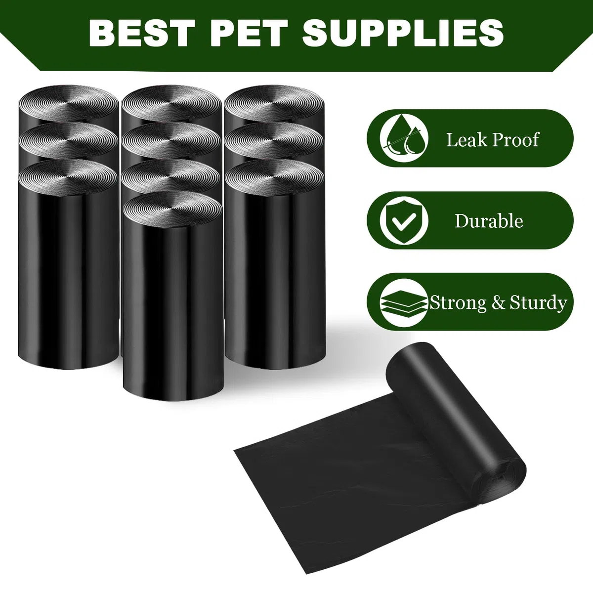 Bolsas de basura para perros, bolsas de basura para perros de 5 litros en el exterior, paquete de 5 bolsas para excrementos de perro, bolsas para excrementos de perro para exteriores, 100