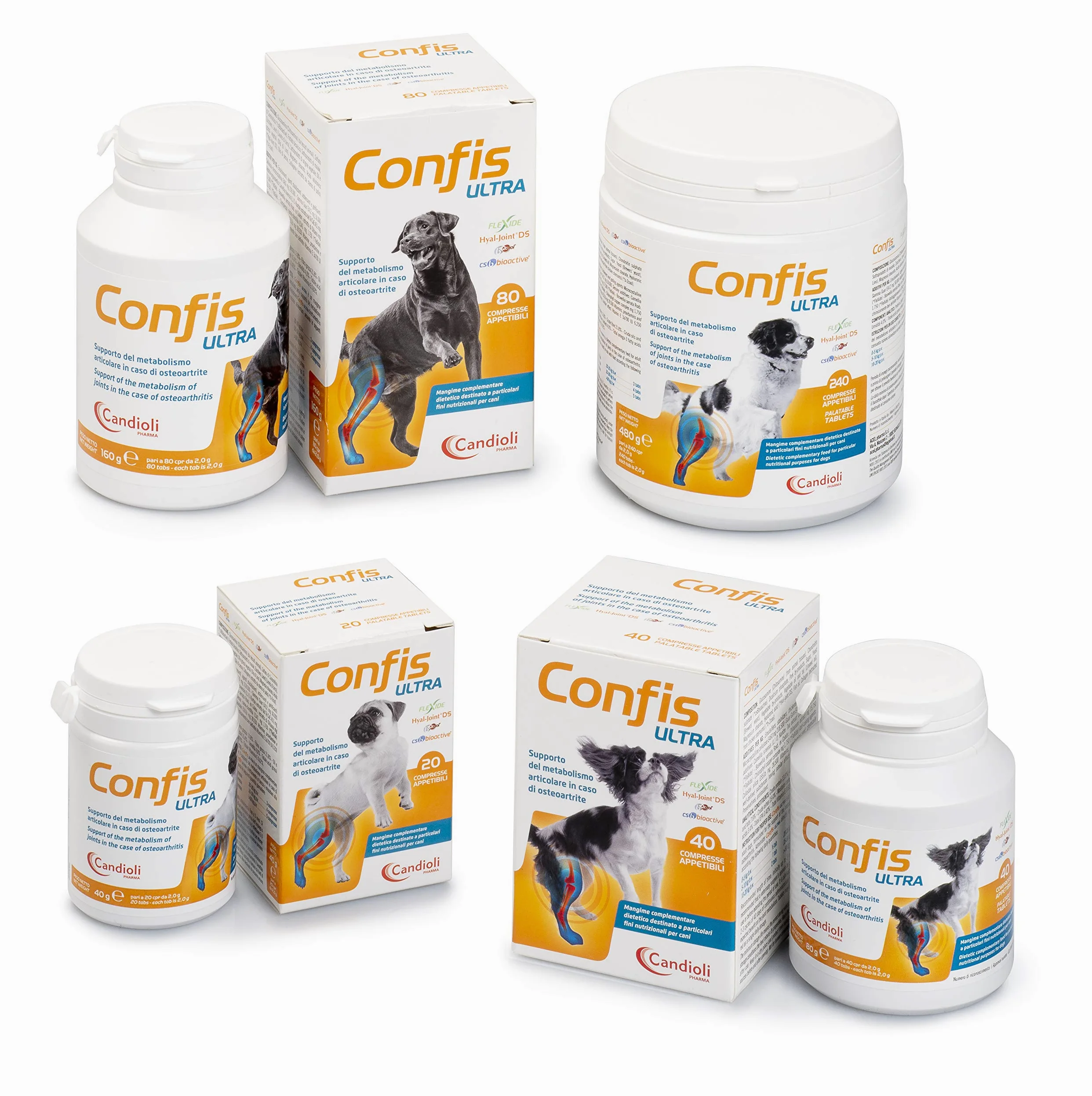 Candioli Confis Ultra Suplemento para Perros y Gatos, 80 Unidades