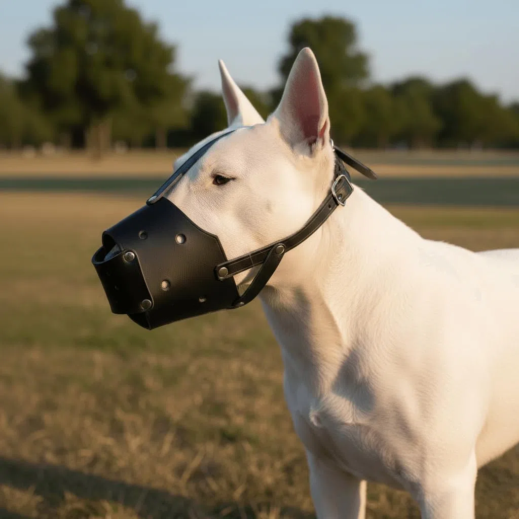 Bozal de Perro de Cuero auténtico Fuerte para American Staffordshire Terrier Amstaff