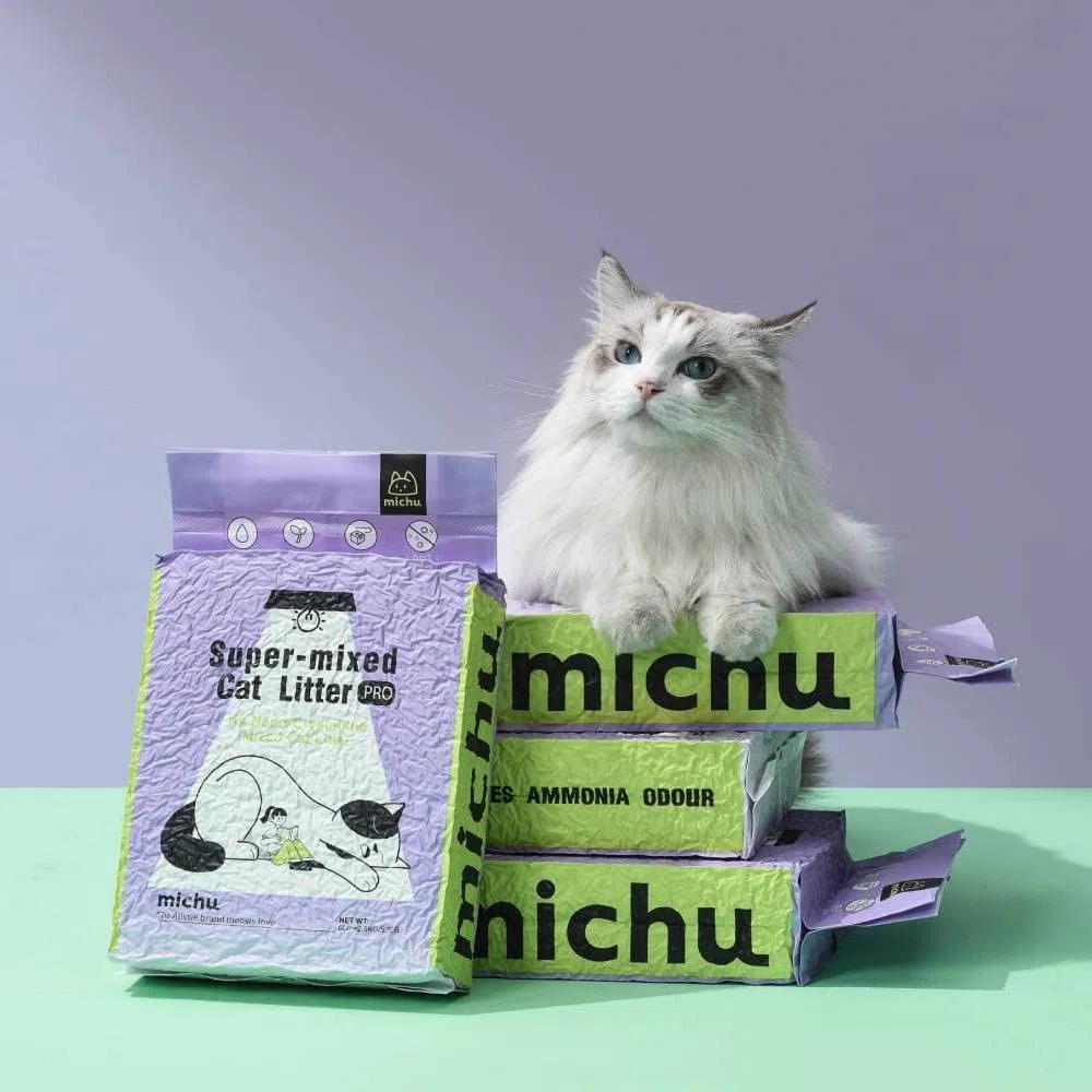 Michu Arena mixta de tofu para gatos, arena para gatitos desechable resistente, 5 libras/88 onzas (paquete de 2, original)