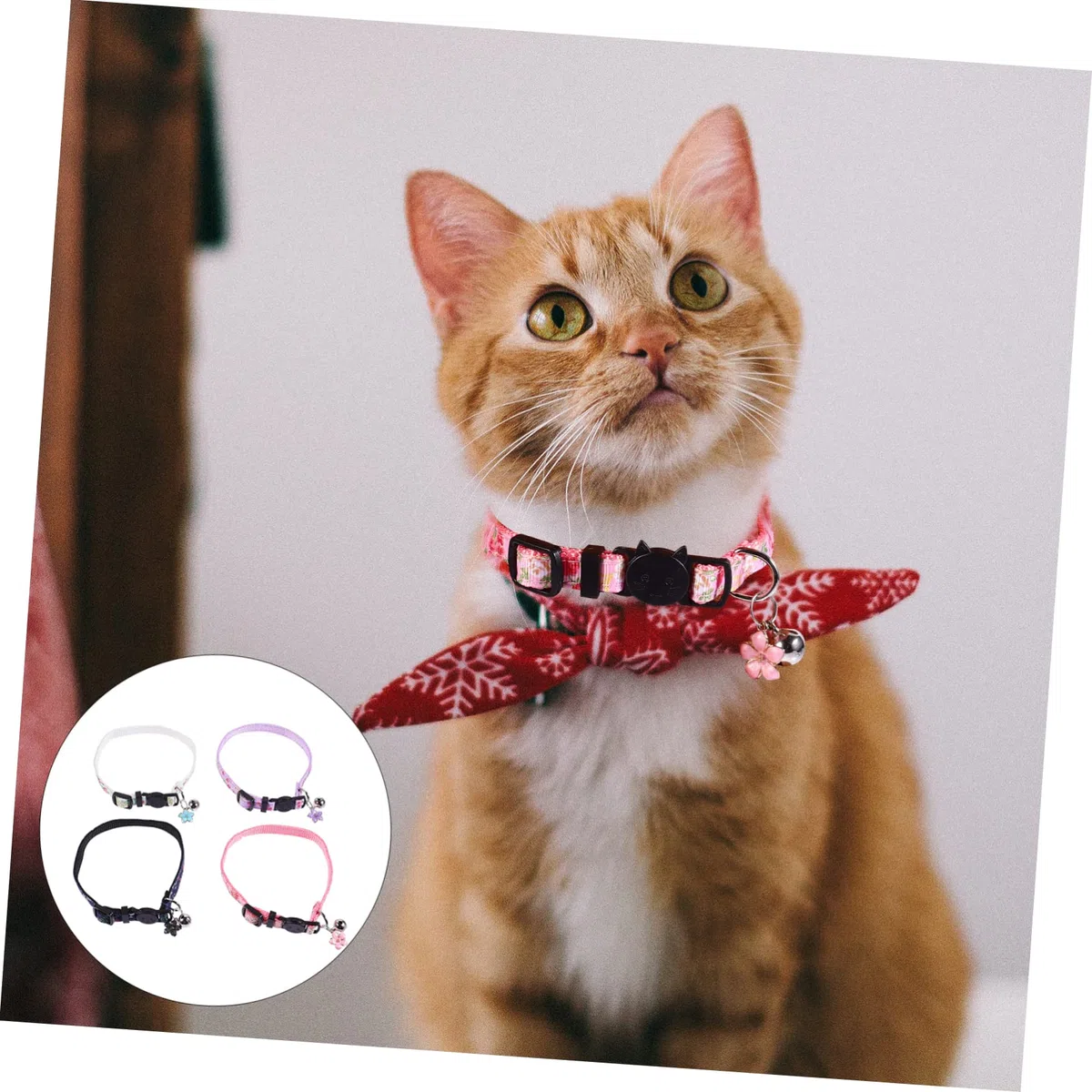 Yardwe 3 Juegos De Collares para Mascotas Diseño De Flores para Gatitos Y Gatos Decoración para El Cuello Ajustables Y Transpirables para Uso Diario Y Fiestas 4 Unidades X 3