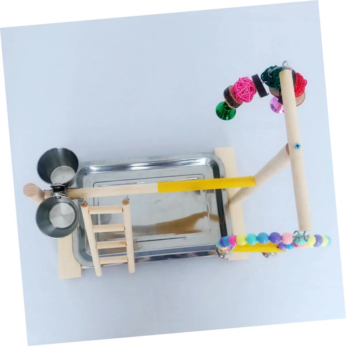 DOITOOL 1juego Parrot Playing Stand Toy para Entrenamiento De Aves De Madera Natural y Divertido para Interacción Casa y Tiendas De