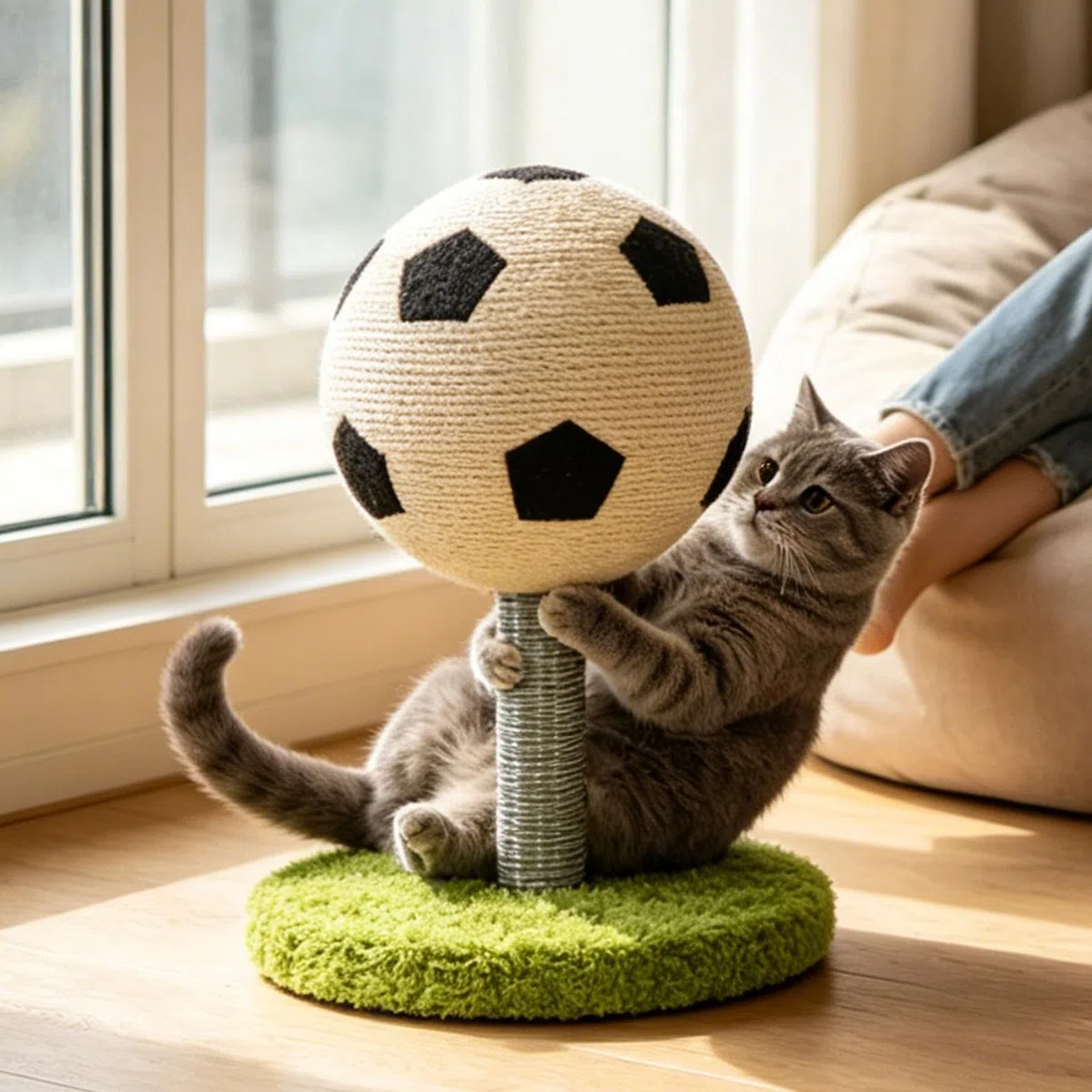 Pelota Rascador para Gatos Juguete de Fútbol Rascador para Mascotas | Pelota Antiaburrimiento Para Gatitos para Alivio del Estrés y Diversión en Interior y Exterior Ejercicio y Entrenamiento