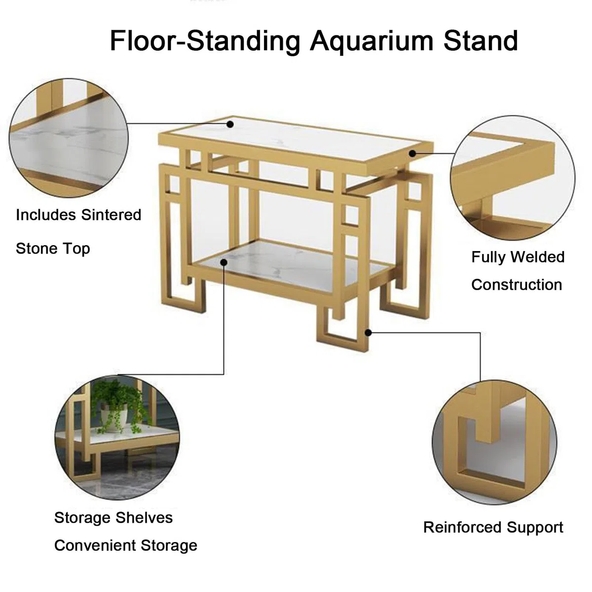 Soporte para Acuario, Mesa-Soporte para Terrarios Reptiles Tortugas, Almacenamiento Metálico Doble Nivel Capacidad De 200 Kg, para Hogar Oficina(Black,40x35x70cm)