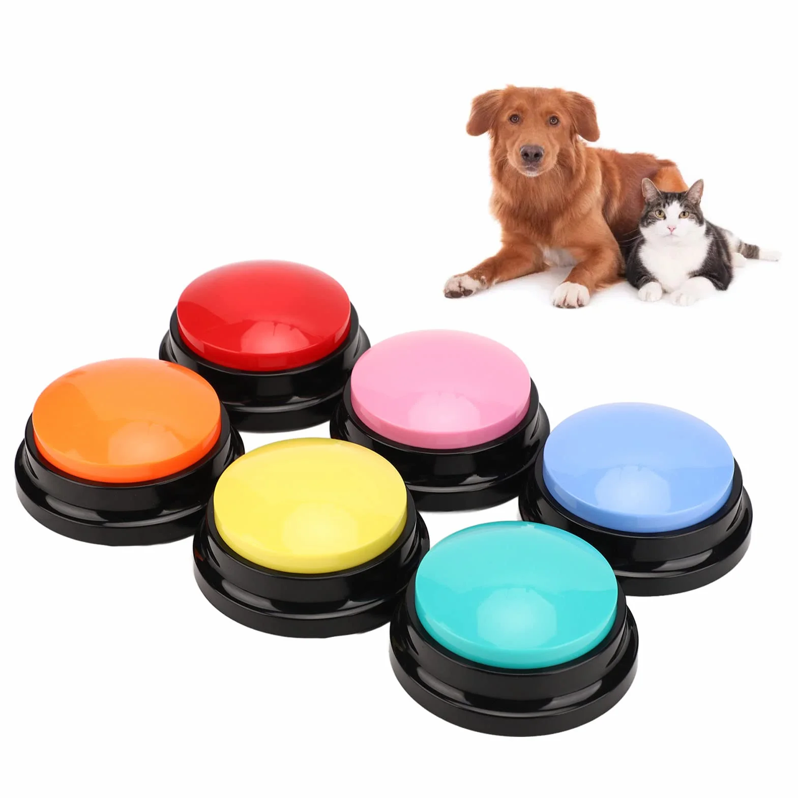 6 Botón de Grabación de Voz, Botones de Comunicación para Perros, Zumbador de Entrenamiento de Mascotas, Grabación Y Reproducción de 30 Segundos, para Entrenamiento de Gatos, Perros Y Mascotas