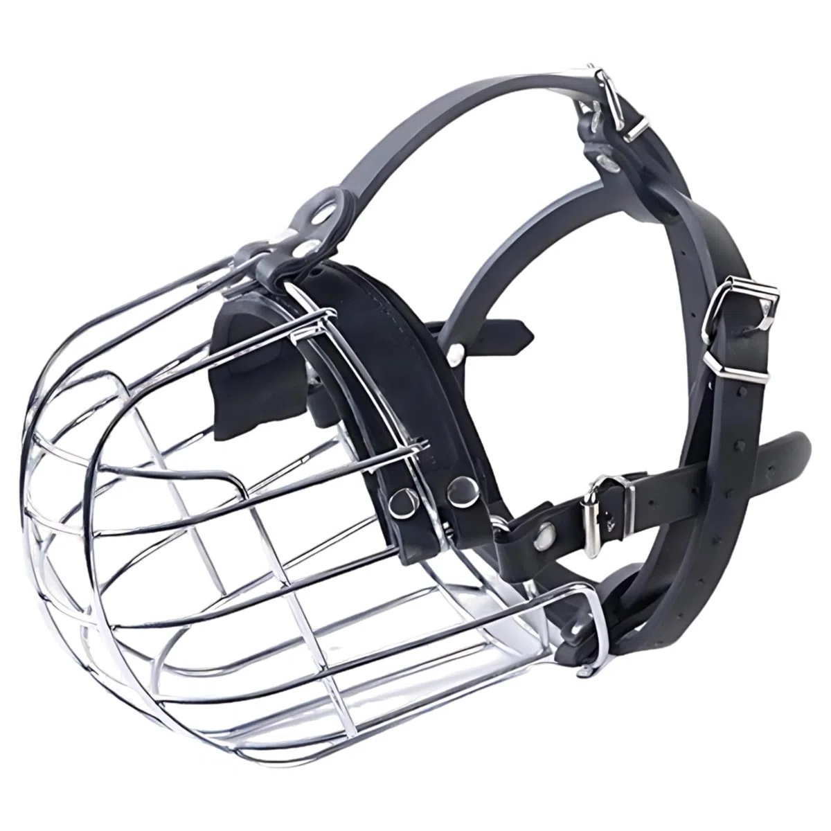 Bozal de metal para perros, cesta bozal para perros muy grandes, para ladridos y mordeduras, hierro galvanizado con piel sintética, longitud 16 cm