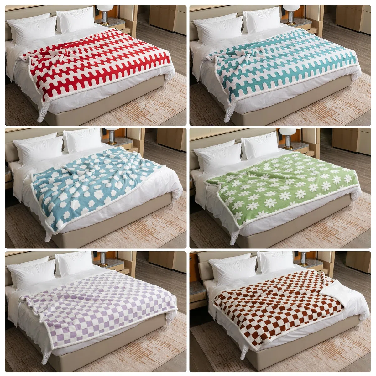 Manta impermeable para mascotas, color rojo, elegante, de forro polar Sharpa, para perro, para cama, sofá, protección de muebles, fundas lavables y reversibles (onda roja, L)