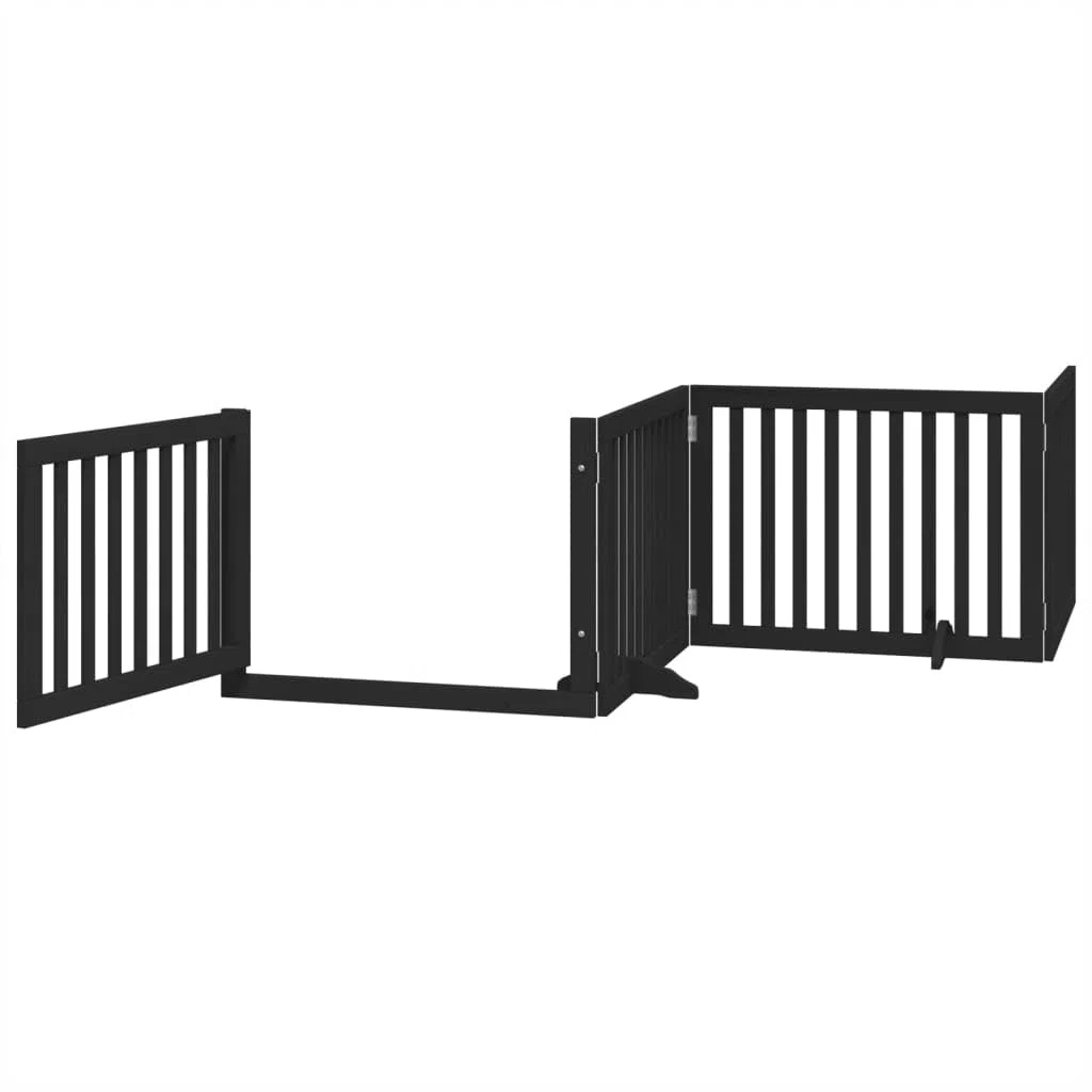 Puerta plegable para perros de 4 piezas con puerta de madera de álamo negro de 320 cm, independiente y compacta para interior y exterior, protección segura para cachorros y mascotas