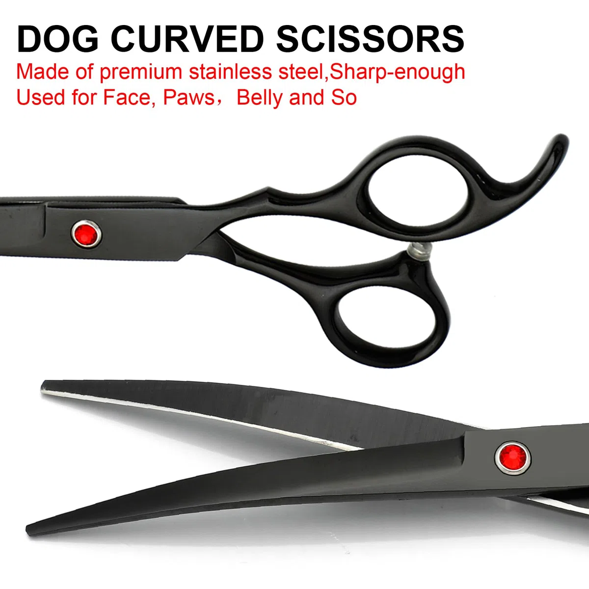 FAIGEO Juego de tijeras profesionales de aseo para perros, kit de aseo de perros de acero inoxidable, tijeras curvadas y peine para perros, gatos y mascotas (negro 5 en 1)