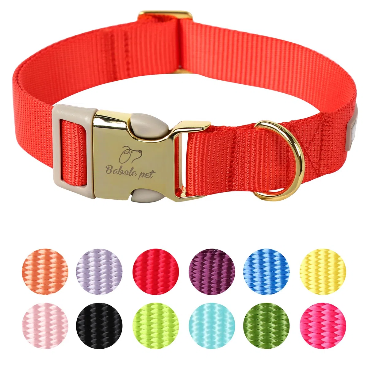 Babole - Collares de perro con hebilla de metal de seguridad, ajustables y cómodos collares de nailon para perros pequeños y medianos grandes (rojo, XS)