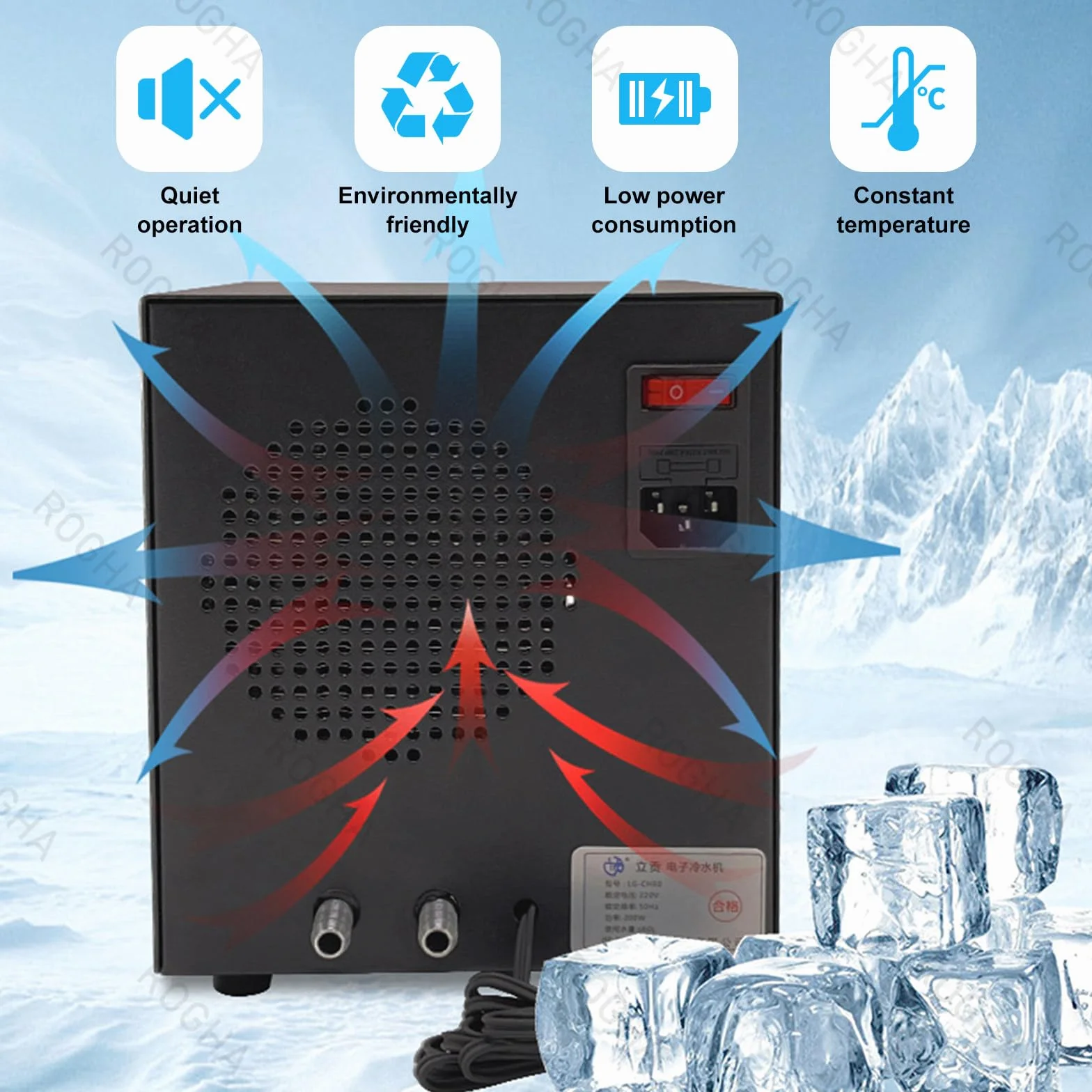 Enfriador para acuarios, Enfriador termostático semiconductor para acuarios de Coral domésticos, diseño silencioso y de bajo Consumo, Funcionamiento Sencillo, 200 W Cooling