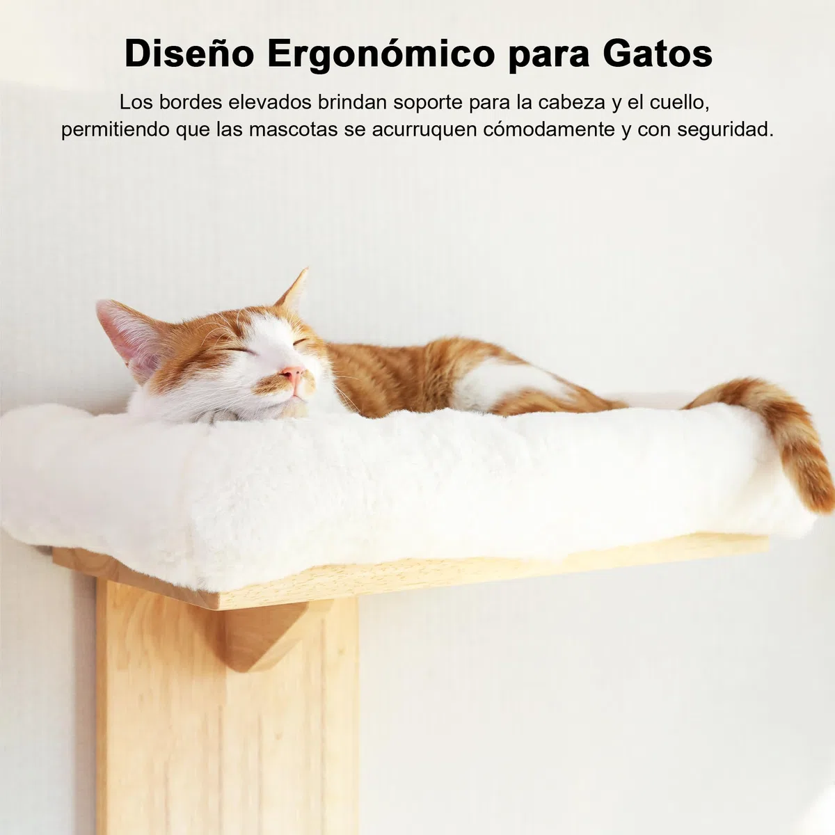 FUKUMARU Estantes de pared para gatos, 2 plataformas, muebles de pared para gatos, estante flotante en forma de árbol con cojín suave, percha de madera maciza para gatos de 16 pulgadas, apto para