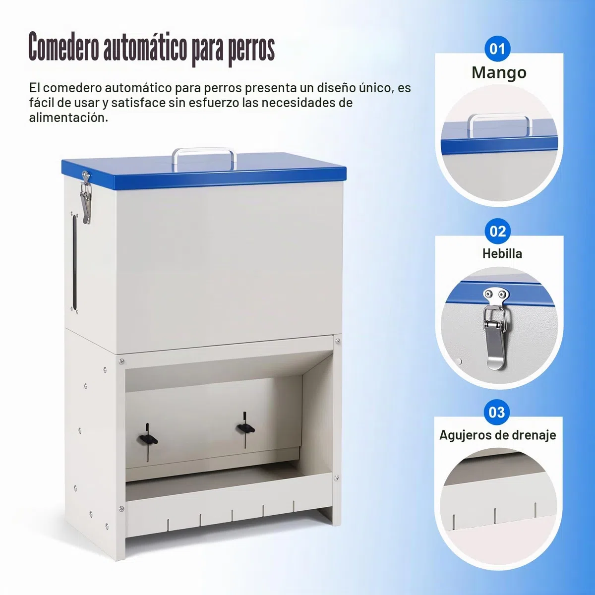 Comedero Automático para Perros, Alimentador de Metal Galvanizado para Interiores y Exteriores, Dispensador Automático de Gravedad de 25 Lbs, Adecuado para Perros Pequeños, Medianos y Grandes