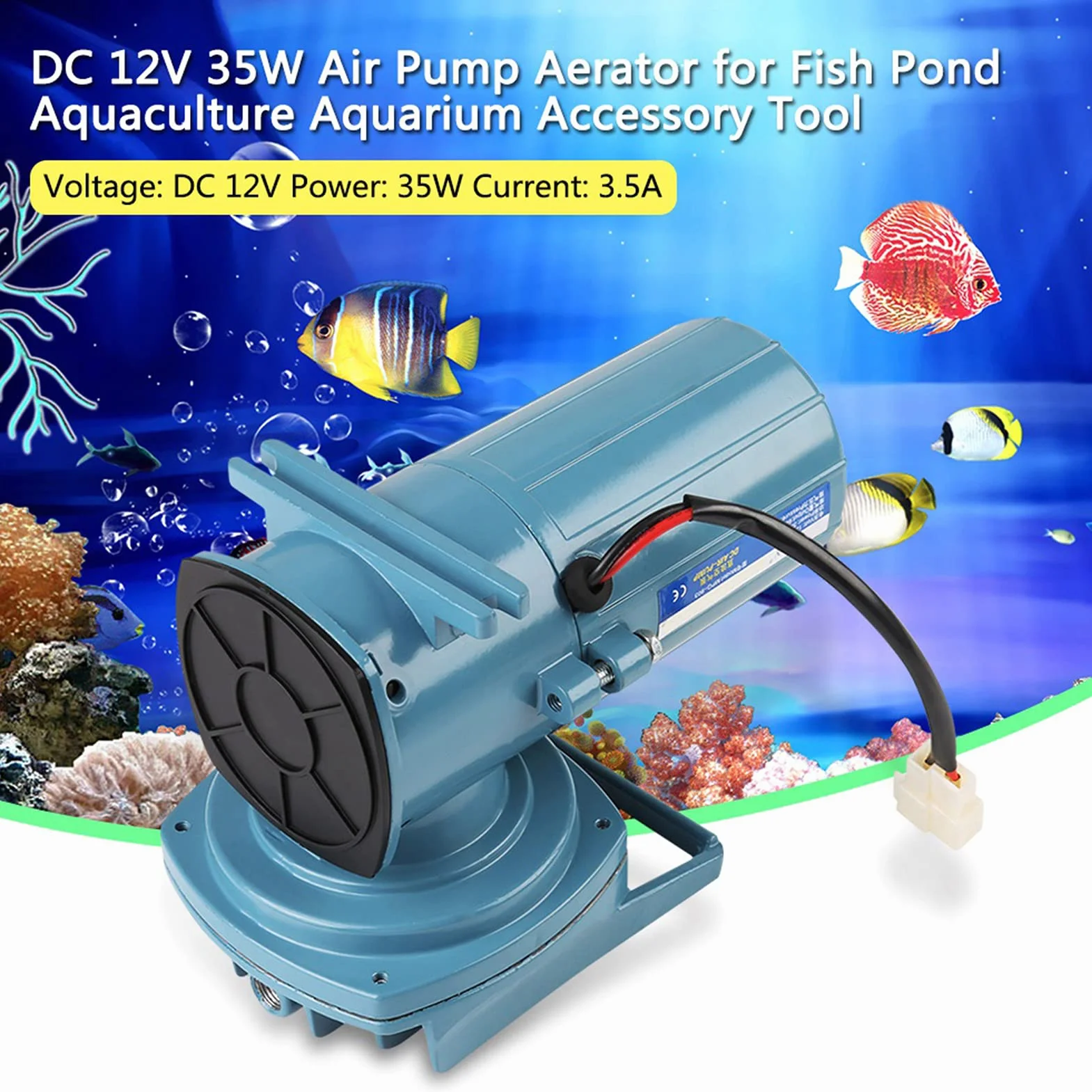 Bomba de Aire para Acuario, Diseño de Portátil, bajo Consumo de Energía, Aireación de Estanque, Bomba de Oxígeno para Peces, Suplemento de Oxígeno para Acuicultura