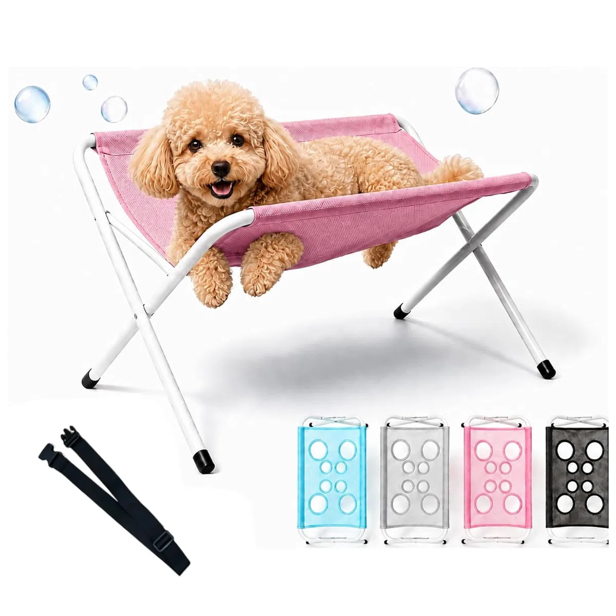 Hamaca De Baño para Perros con Soporte Plegable para Perros Pequeños Y Gatos. Pink