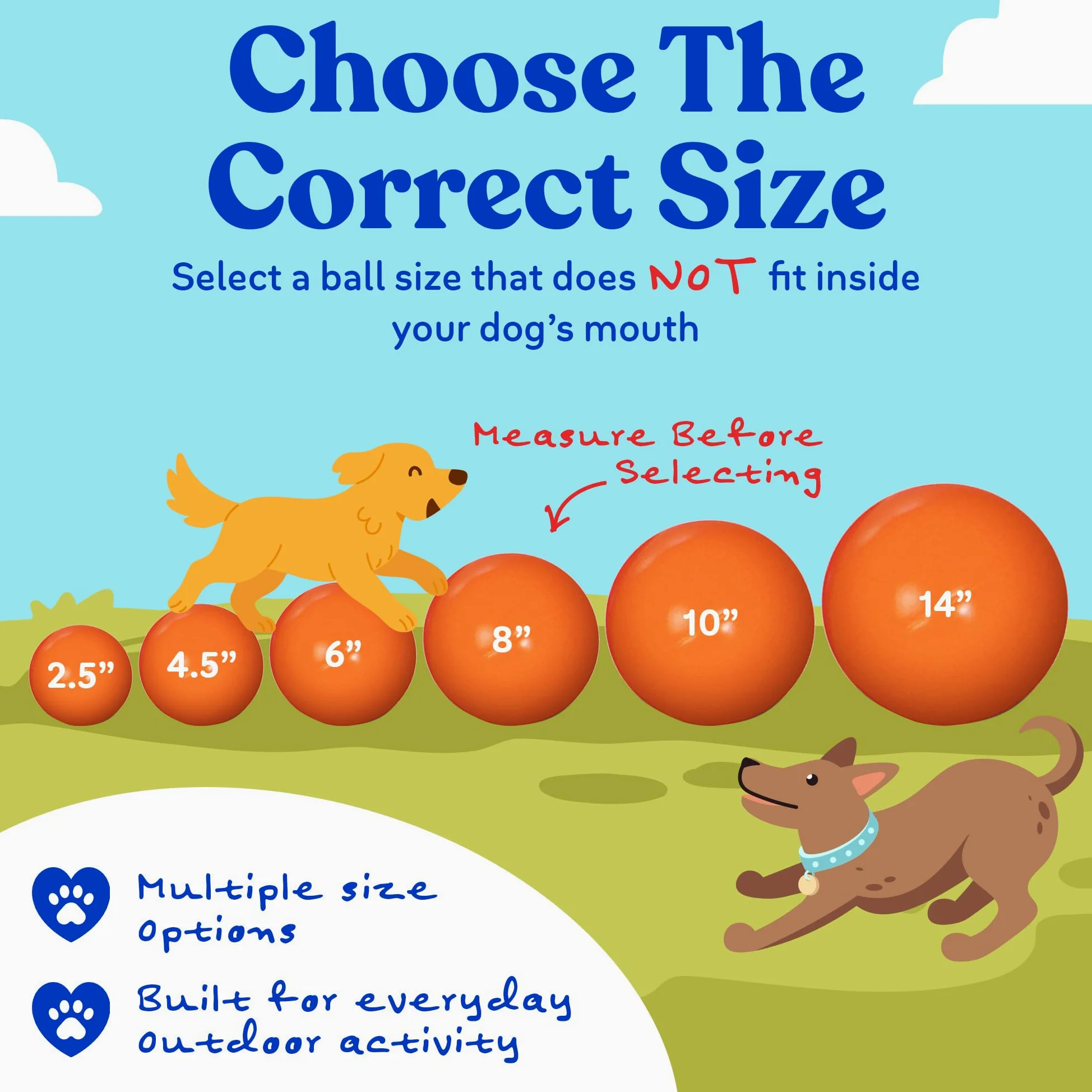Doggie Dooley Pelota para perros prácticamente indestructible, juguete interactivo de plástico duro de 14 pulgadas para razas grandes de más de 75 libras, construido para pastoreo y juego de empuje