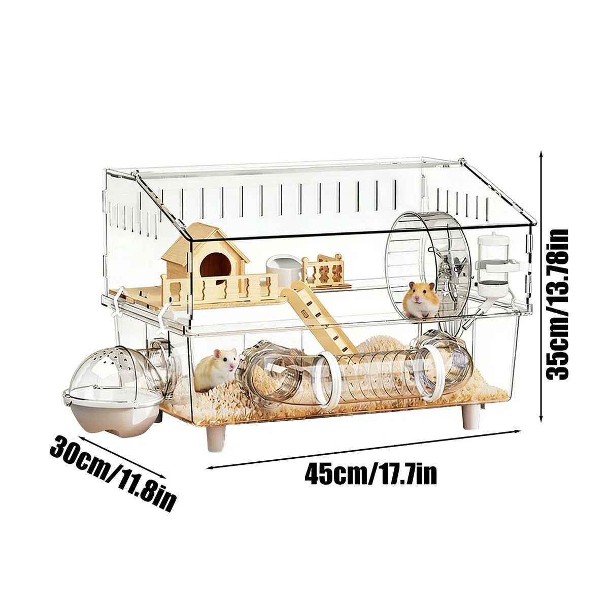 Hábitat para Hámster 45x30x34,3 cm Jaula Extraíble con Enriquecimiento | Jaula para Roedores para en Interiores, Exteriores, Viajes y Hogar