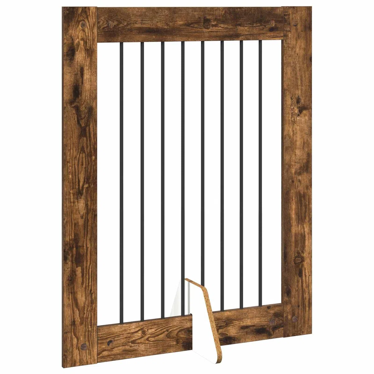 Portería plegable para perros con soporte de metal, 2 unidades, roble ahumado, 80 x 100 cm, perrera plegable y caño para interior y exterior, parque seguro para cachorros y perros
