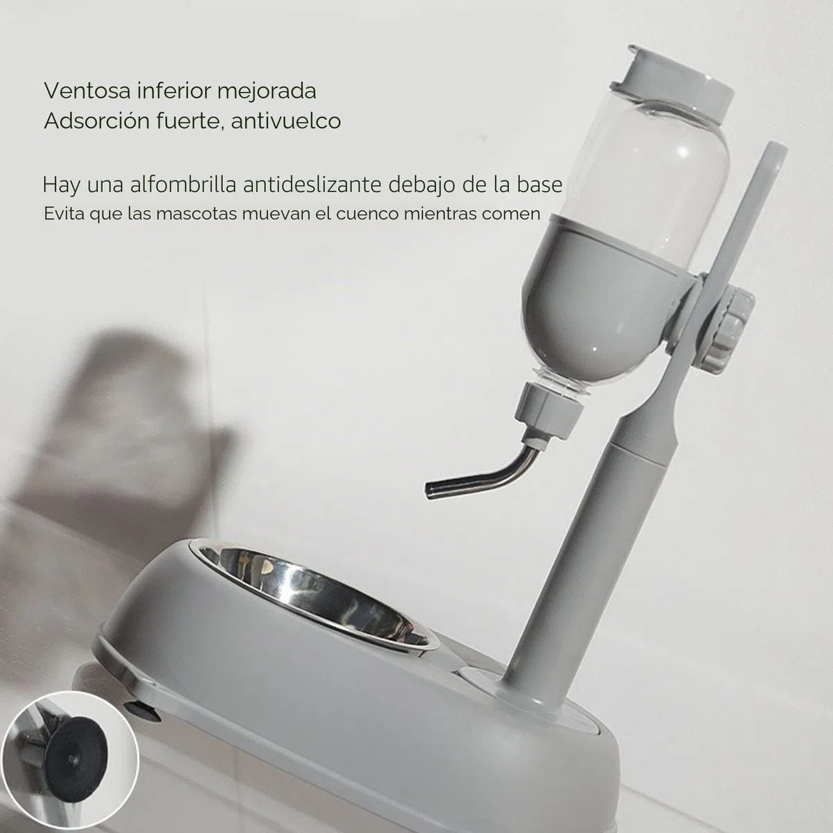 VBESTLIFE Cuenco Dispensador de Agua de Pie para Mascotas, Cuenco de Pie con Poste Desmontable Que Alimenta Automáticamente la Altura del Agua Ajustable, con Almohadilla Antideslizante