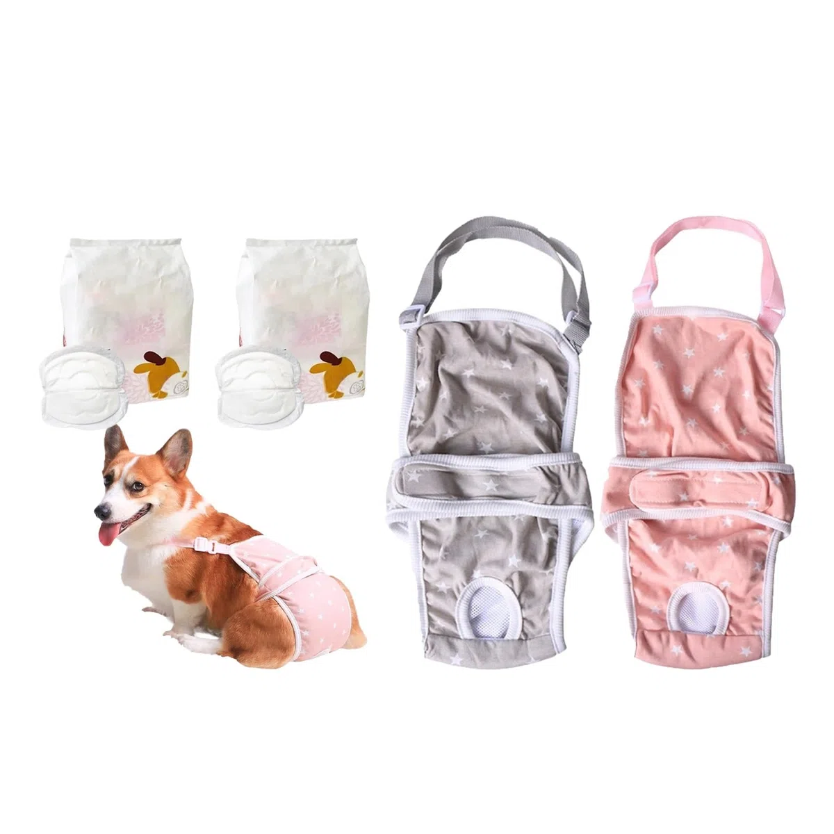 Pañales para Perros Hembra a Prueba De Fugas Reutilizable Bragas Perras Menstruales para Apartamento Medio Pequeño Pañales Perro Hembra Elástico(XL,Set C)