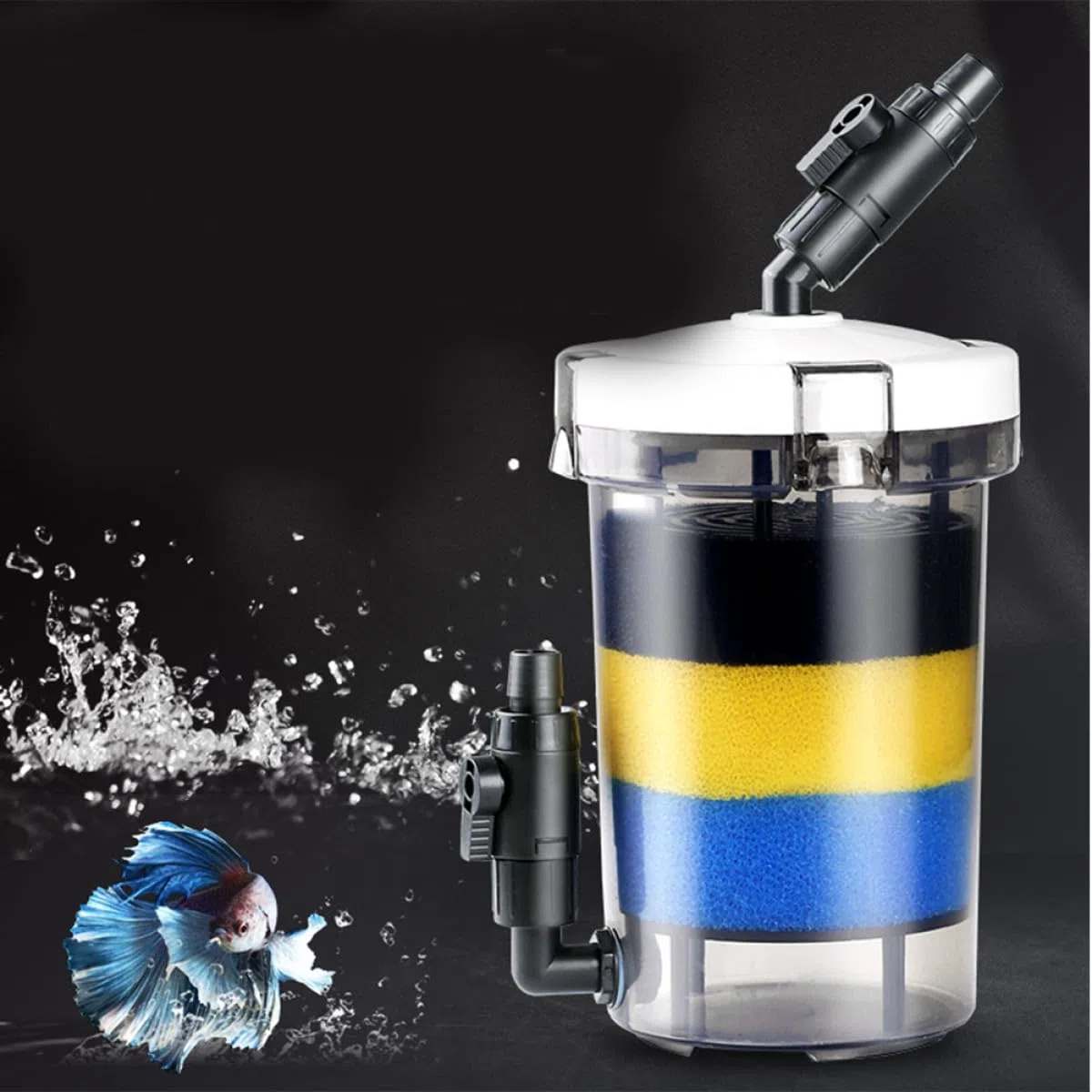 TOPBATHY Filtro Frontal Cilíndrico Transparente para Acuario, Silencioso y Externo, Equipo de Filtrado para Peceras Pequeñas, Cuerpo Plástico Duradero, Adecuado para Mantenimiento Acuático