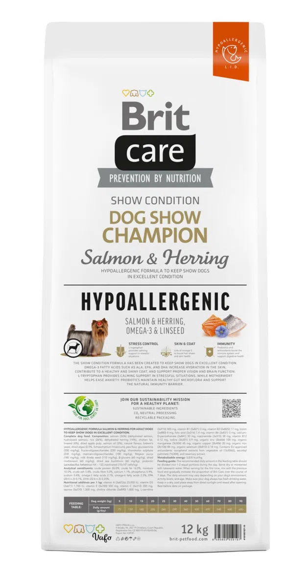 BRIT Care Hipoalergénico Adulto Perro Show Champion Salmón & Arring - Alimentos Secos para Perros - 12 kg