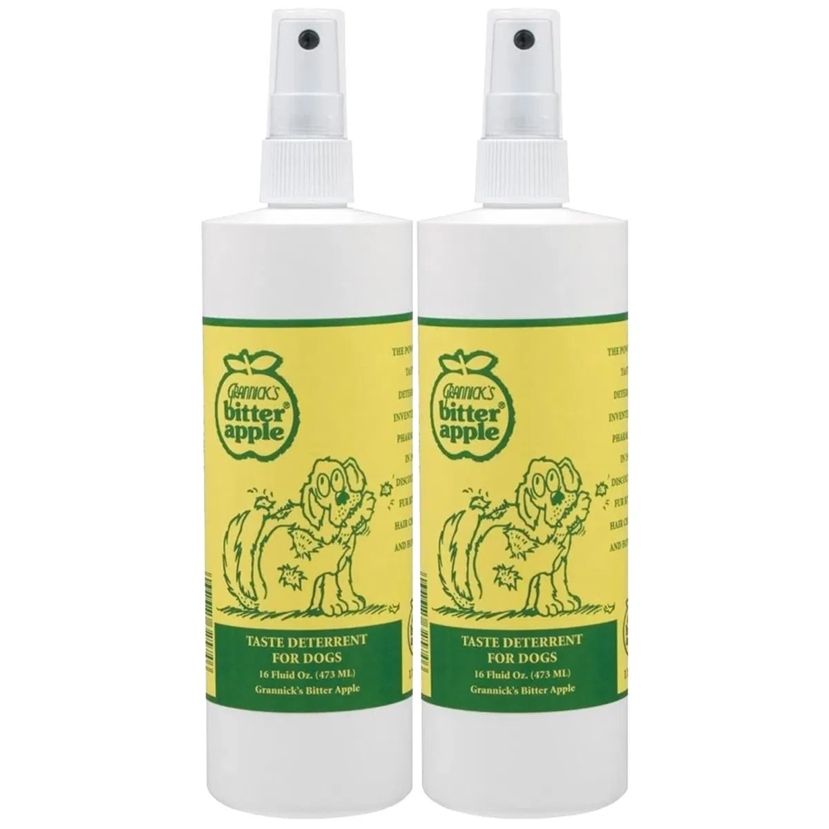 Grannick's Botella de Spray disuasoria del Sabor de Manzana amarga para Perros, 16 onzas, Paquete de 2