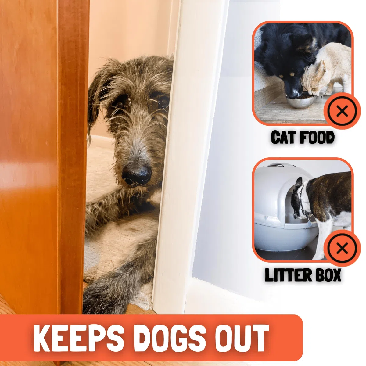 Door Buddy Accesorio de puerta para gatos – El soporte de pestillo de puerta de gato más fácil para mantener la puerta interior abierta para mascotas – Estación de alimentación para gatos y caja de