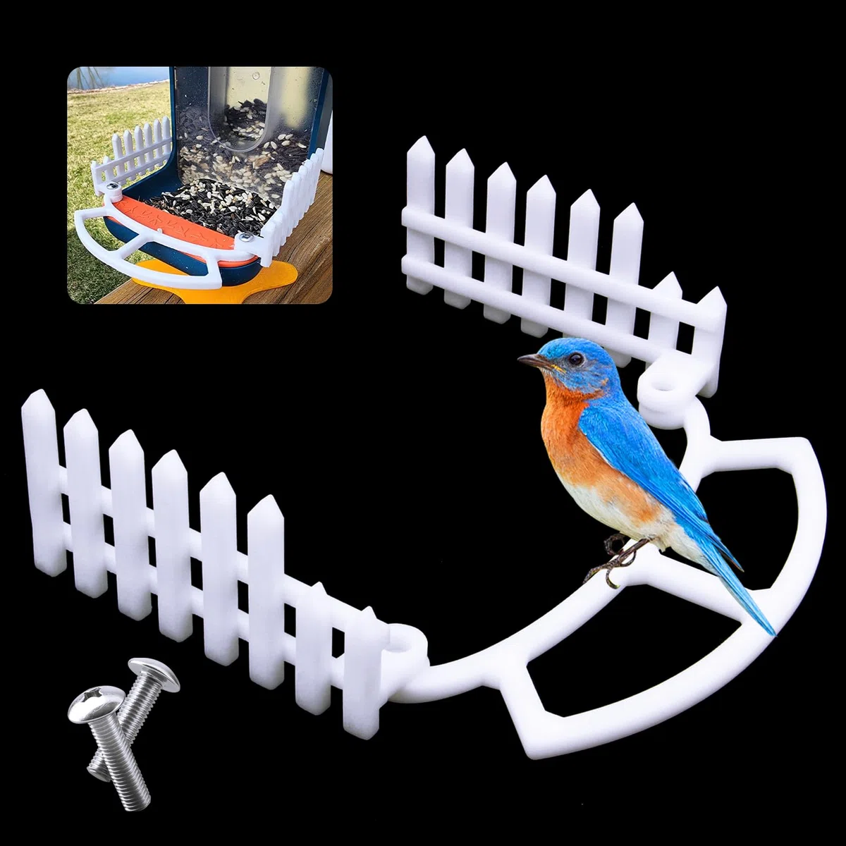 3 perchas para pájaro Buddy, con valla lateral, percha de extensión más ancha para complementos de bricolaje, accesorios para pájaros compatibles con comedero de pájaros Bird Buddy (blanco)