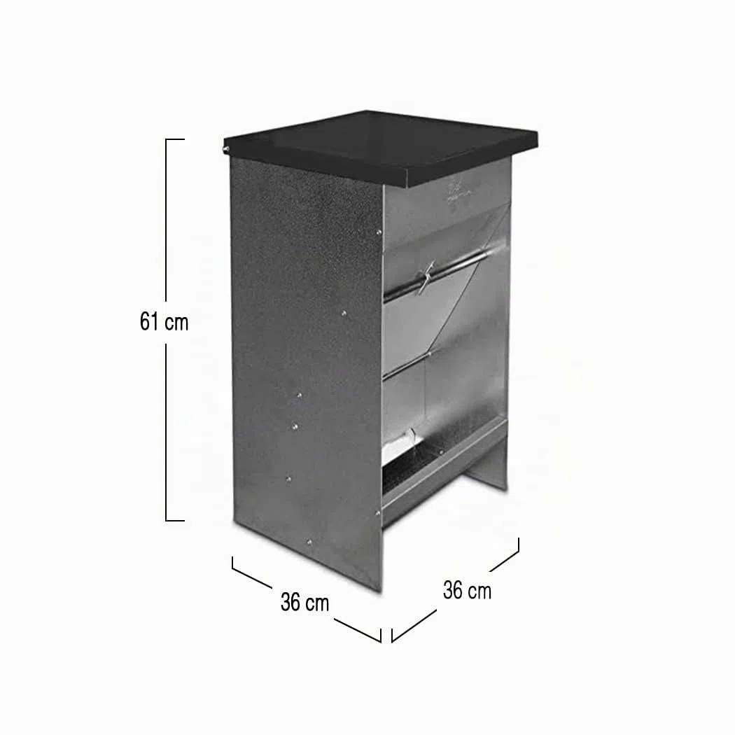 Comedero para Perros ( capacidad 42L / 30,2kg aprox.) - Tolva para Perros Galvanizada Premium - Con Tapa Para Mantener el Pienso Protegido de Ratones y Pájaros - Incluye expendedor de bolsitas