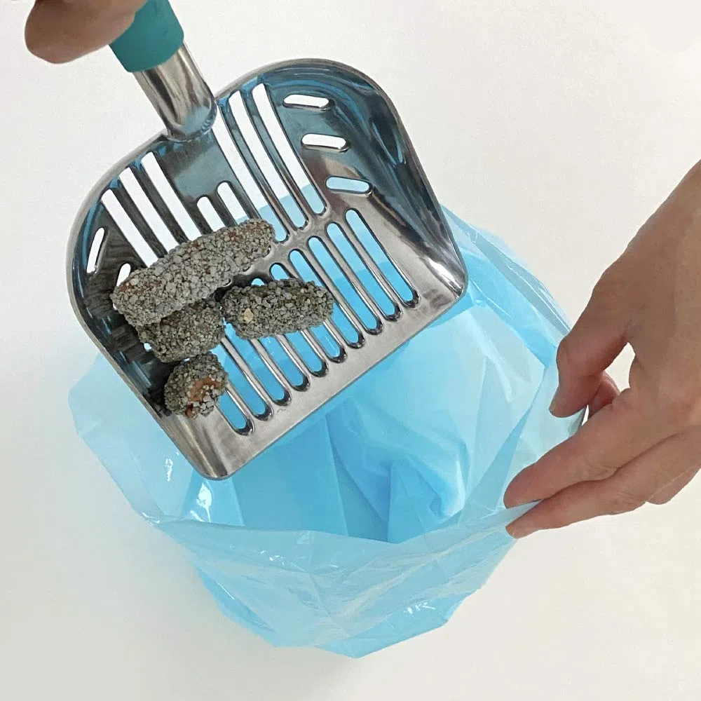 BOS Amazing Odor Sealing - Bolsas de eliminación de residuos de gatos y arena para gatos, duraderas y sin perfume (90 bolsas) [Tamaño: M, color: azul claro]