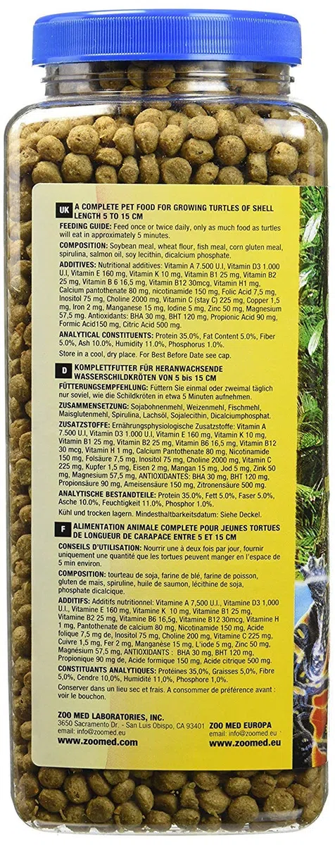 Zoo Med Natural Aquatic Turtle Food Pellets with Vitamin Minerals 13 oz - 4 Pack